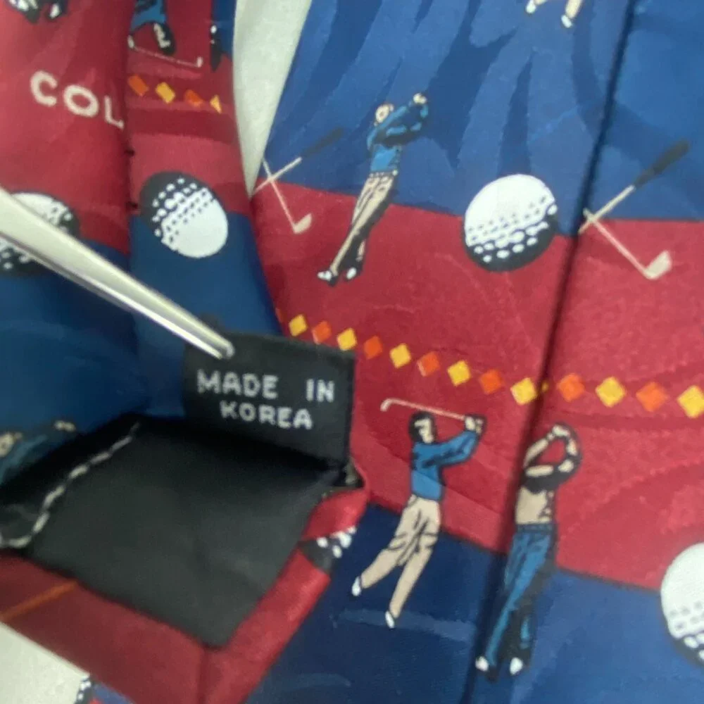 Whole In One Golf-Themed Red‎ BlueSilk Tie By Apostles Apparel Red/Blue 59x4